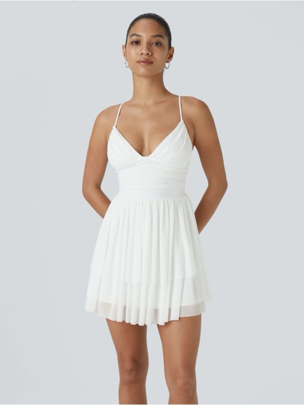 NWT Halara Lace Up Mesh Layered Mini Dress size XL